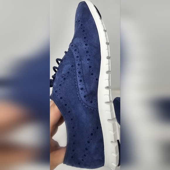 Cole Haan Zerogrand Wingtip Women's Blue Suede Leather Shoes Size 7B Excellent - Picture 5 of 16